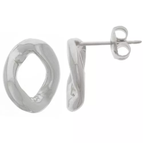 Orecchini perno ovali ritorti 15x12 mm - Rodio x2