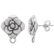 Orecchini perno fiore 16x14 mm - Argento antico x2|raw }}