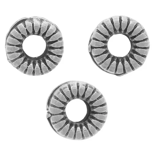 Perline rondelle piatte 4 mm - Argento antico x10