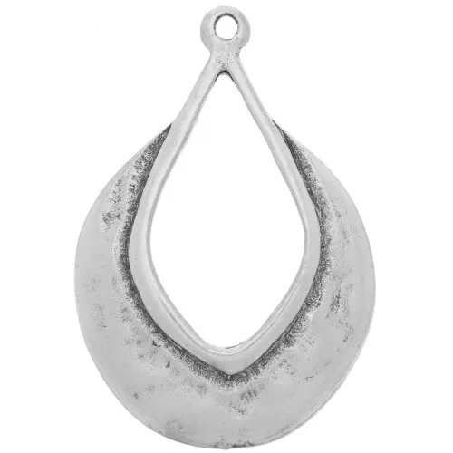 Pendente etnico a goccia 42x29 mm - Argento antico x1