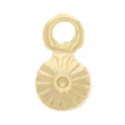 Mini ciondoli rotondi striati 6 mm - dorato con oro fino x4