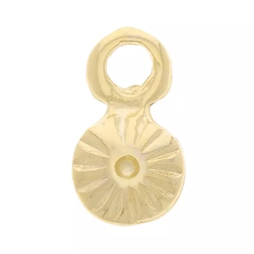 Mini ciondoli rotondi striati 6 mm - dorato con oro fino x4