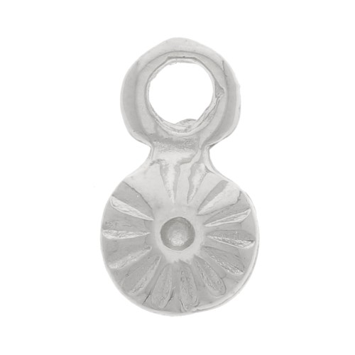 Mini ciondoli rotondi striati 6 mm - Rodio x4