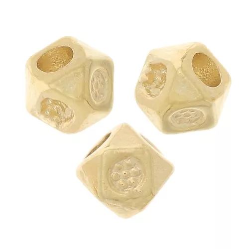 Perline sfaccettate quadrate 3,5 mm -Dorato con oro fino x10