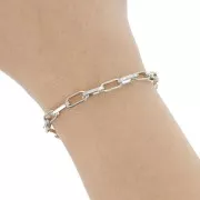 Catena in alluminio maglia rettangolare 5,1 mm - maglie aperte - Rodio x1m