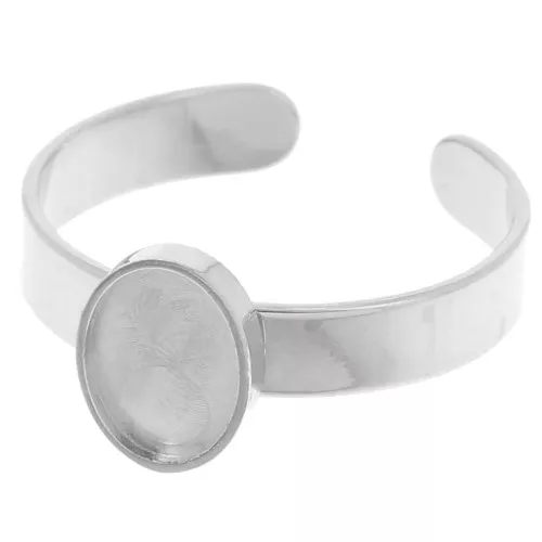 Anello sottile regolabile per cabochon a fondo piatto 8x6 mm - Acciaio inox 304 x1