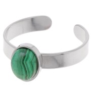 Anello sottile regolabile per cabochon a fondo piatto 8x6 mm - Acciaio inox 304 x1