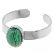 Anello sottile regolabile per cabochon a fondo piatto 8x6 mm - Acciaio inox 304 x1