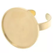 Anello sottile regolabile per cabochon fondo piatto 20mm Acciaio inox 304 oro x1