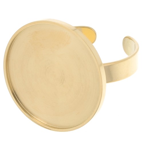 Anello sottile regolabile per cabochon fondo piatto 20mm Acciaio inox 304 oro x1