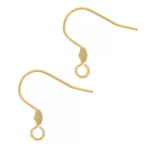Ganci per orecchie da 17 mm con anello aperto - Acciaio inox 304 dorato x2