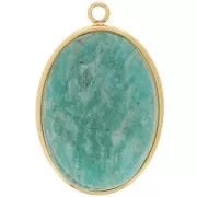 Pendente ovale per cabochon con base piatta 25x18 mm - Acciaio inox 304 dorato x1