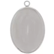 Pendente ovale per cabochon a fondo piatto 25x18 mm - Acciaio inox 304 x1