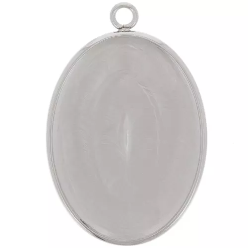 Pendente ovale per cabochon a fondo piatto 25x18 mm - Acciaio inox 304 x1