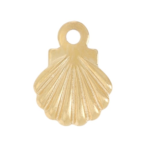 Mini ciondoli a forma di conchiglia 7,5x6 mm - Acciaio inossidabile 304 Dorato x10