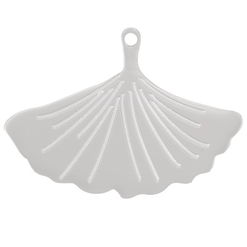 Ciondolo forma di foglia di Ginkgo 16x22 mm - Acciaio inossidabile 316L x1