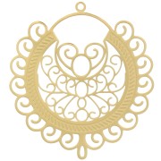 Pendente effetto filigrana da 41 mm - motivo orientale -acciaio inox316L dorato x1|raw }}