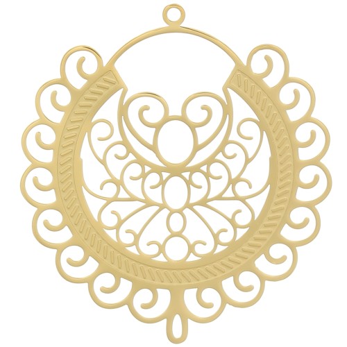 Pendente effetto filigrana da 41 mm - motivo orientale -acciaio inox316L dorato x1