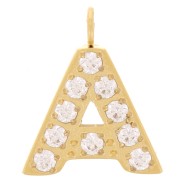 Ciondolo lettera alfabeto 13 mm - A - Acciaio inox 316L oro|raw }}