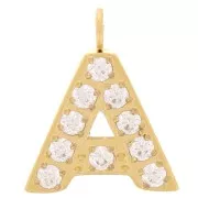 Ciondolo lettera alfabeto 13 mm - A - Acciaio inox 316L oro