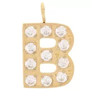 Ciondolo lettera alfabeto 13 mm - B - Acciaio inox 316L oro
