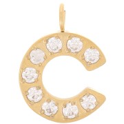 Ciondolo lettera alfabeto 13 mm - C - Acciaio inox 316L oro|raw }}