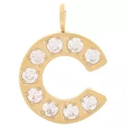 Ciondolo lettera alfabeto 13 mm - C - Acciaio inox 316L oro