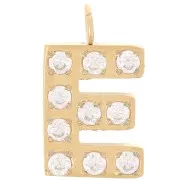 Ciondolo lettera alfabeto 13 mm - E - Acciaio inox 316L oro