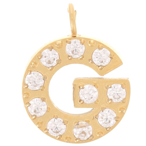 Ciondolo lettera alfabeto 13 mm - G - Acciaio inox 316L oro