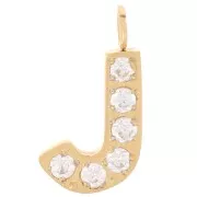 Ciondolo lettera alfabeto 13 mm - J - Acciaio inox 316L oro