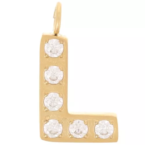 Ciondolo lettera alfabeto 13 mm - L - Acciaio inox 316L oro