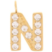 Ciondolo lettera alfabeto 13 mm - N - Acciaio inox 316L oro|raw }}