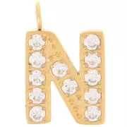 Ciondolo lettera alfabeto 13 mm - N - Acciaio inox 316L oro