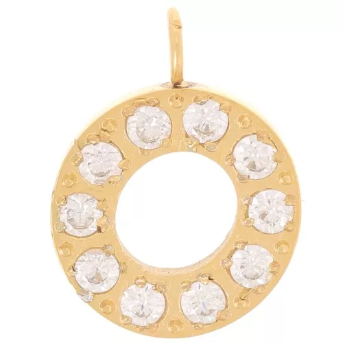 Ciondolo lettera alfabeto 13 mm - O - Acciaio inox 316L oro