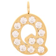 Ciondolo lettera alfabeto 13 mm - Q - Acciaio inox 316L oro