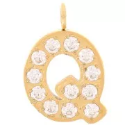 Ciondolo lettera alfabeto 13 mm - Q - Acciaio inox 316L oro