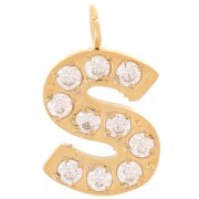 Ciondolo lettera alfabeto 13 mm - S - Acciaio inox 316L oro|raw }}