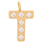 Ciondolo lettera alfabeto 13 mm - T - Acciaio inox 316L oro|raw }}