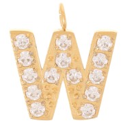 Ciondolo lettera alfabeto 13 mm - W - Acciaio inox 316L oro|raw }}