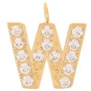 Ciondolo lettera alfabeto 13 mm - W - Acciaio inox 316L oro