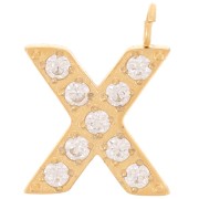 Ciondolo lettera alfabeto 13 mm - X - Acciaio inox 316L oro|raw }}