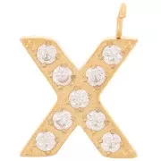 Ciondolo lettera alfabeto 13 mm - X - Acciaio inox 316L oro