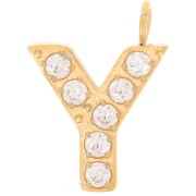 Ciondolo lettera alfabeto 13 mm - Y - Acciaio inox 316L oro