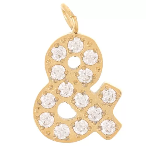 Ciondolo & 13 mm - Ossidi di zirconio - Acciaio inossidabile 316L dorato
