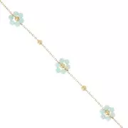 Catena di pietre dure e fiori - Acciaio inossidabile 304L - Amazzonite x50cm