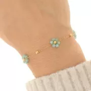 Catena di pietre dure e fiori - Acciaio inossidabile 304L - Amazzonite x50cm