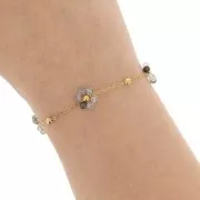 Catena di pietre preziose Forçat & Flower - Acciaio inossidabile 304L - Quarzo rutilo x50cm