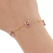 Catena di pietre preziose Forçat & Flower - Acciaio inossidabile 304L - Rodocrosite x50cm