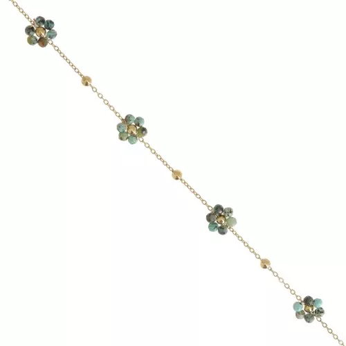 Catena di fiori e pietre preziose - Acciaio inossidabile 304L - Turchese africano x50cm