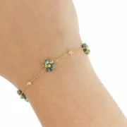 Catena di fiori e pietre preziose - Acciaio inossidabile 304L - Turchese africano x50cm